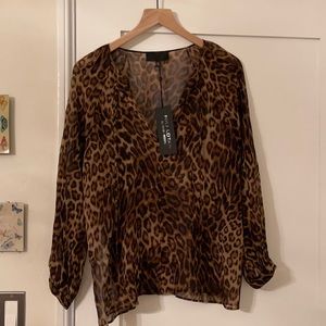 Nili Lotan Tangier leopard Print Rosette Top